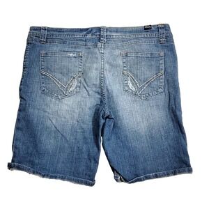 Vanity Blue Denim Distressed Thick Stitching Jean Shorts Women's 33